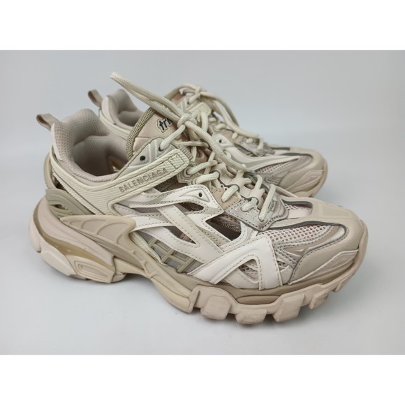 Balenciaga Women's White Beige Track Leather Mesh Sneakers Shoes Size 36 EU - Picture 1 of 8